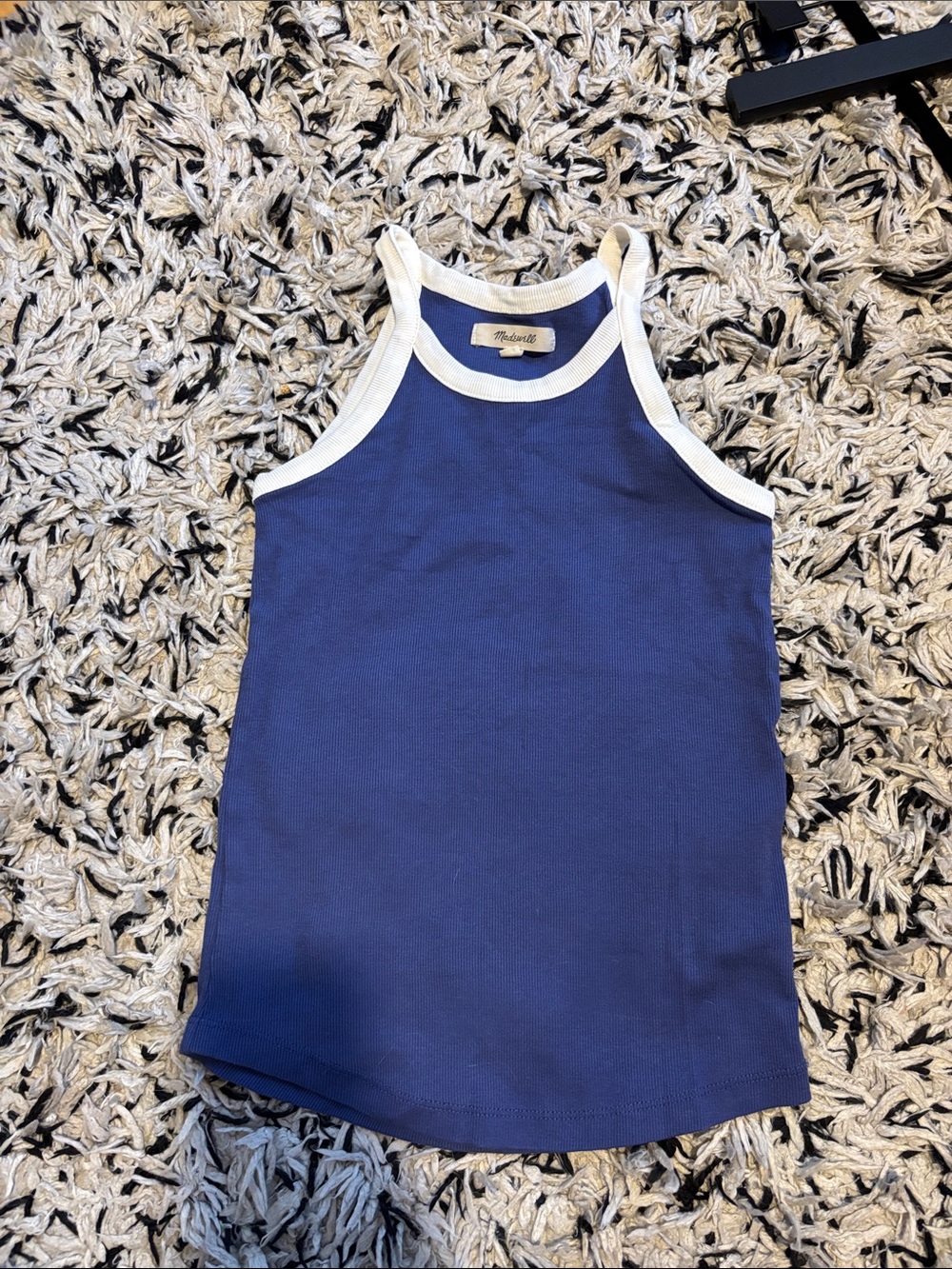 Madewell Blue Tank Top with White Trim -